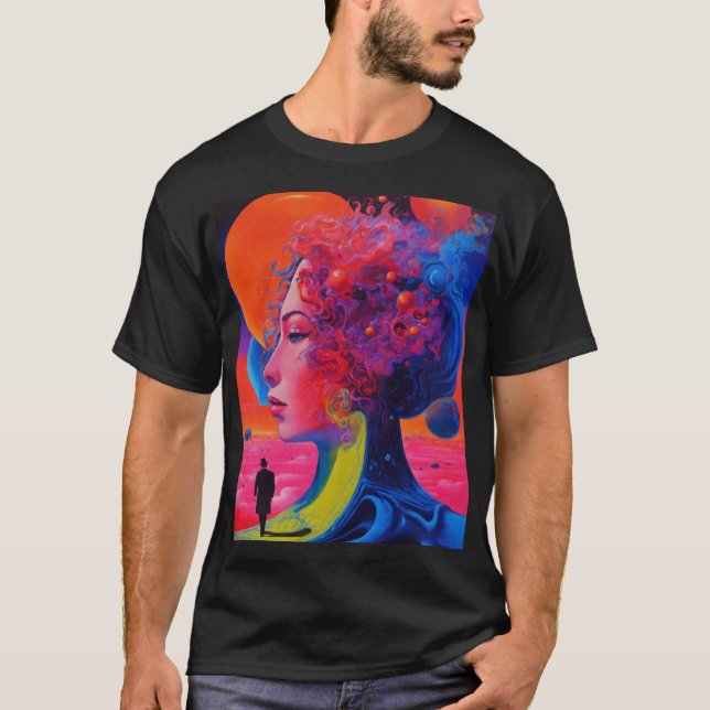 Sueños Neon: Camiseta Surreal de Arte Universo Dal (Anverso)