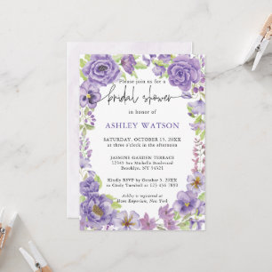 Sueños púrpura elegante Invitación a la ducha de n