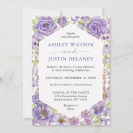 Sueños púrpuras y elegantes flores Invitación a la