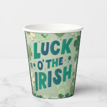 Suerte de los irlandeses vaso de papel