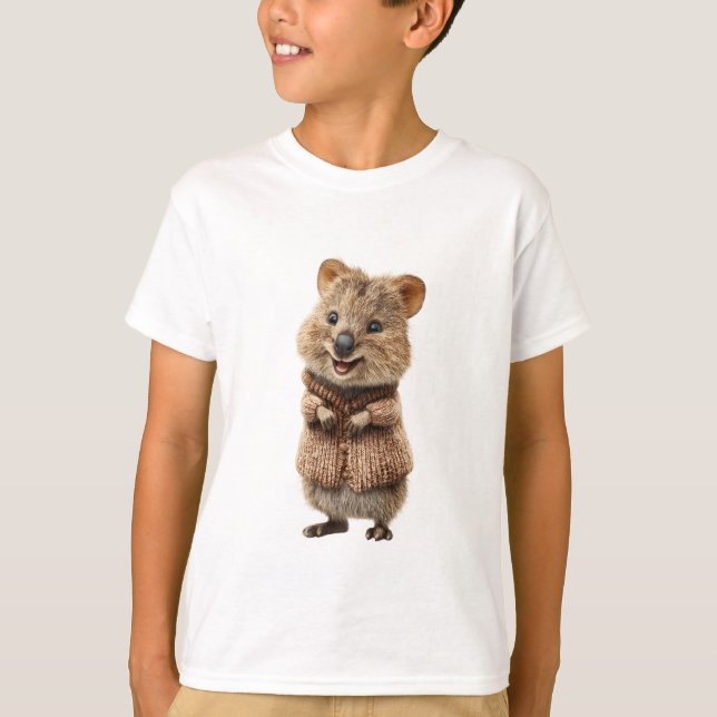 Suéter Acogedor Sonriendo Quokka Niños (Anverso)