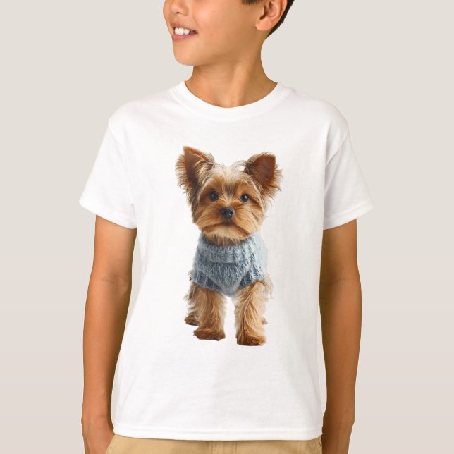 Suéter Azul Yorkie Niños (Anverso)