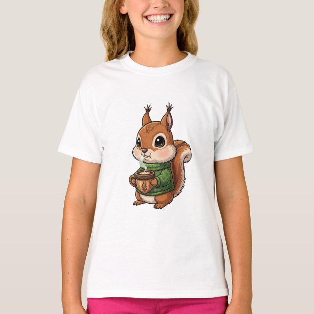 Suéter de café para niños Squirrel Cozy (Anverso)