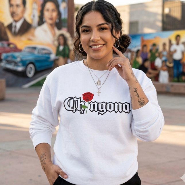 Suéter de la camiseta de la Rosa Roja de Chingona (Chingona Red Rose sweatshirt)
