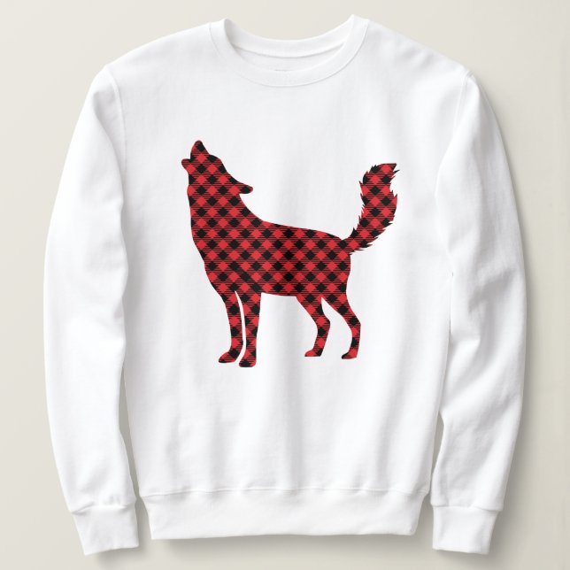 Suéter de lobo de cuadros rojos - Navidad de anima (Anverso del diseño)