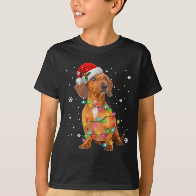 Suéter de Navidad de árbol de perros Dachshund Reg (Anverso)