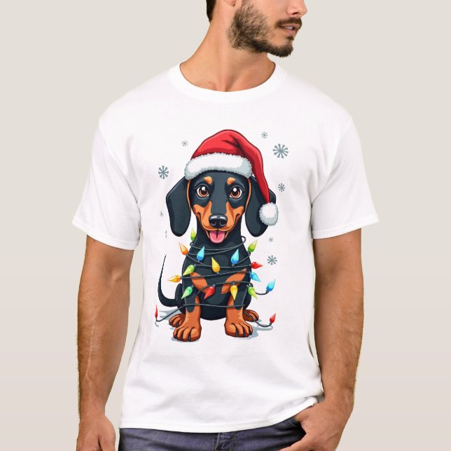 Suéter de Navidad de árbol de perros Dachshund reg (Anverso)