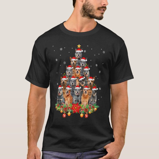 Suéter de Navidad de árbol de perros de ganado aus (Anverso)