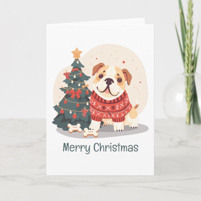 Suéter de Navidad de Bulldog Inglés Feliz Navidad (Anverso)