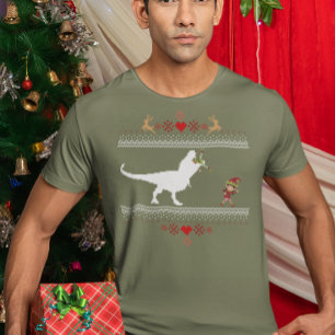 Suéter de Navidad de Elfo Dinosaurio Feo Camiseta 