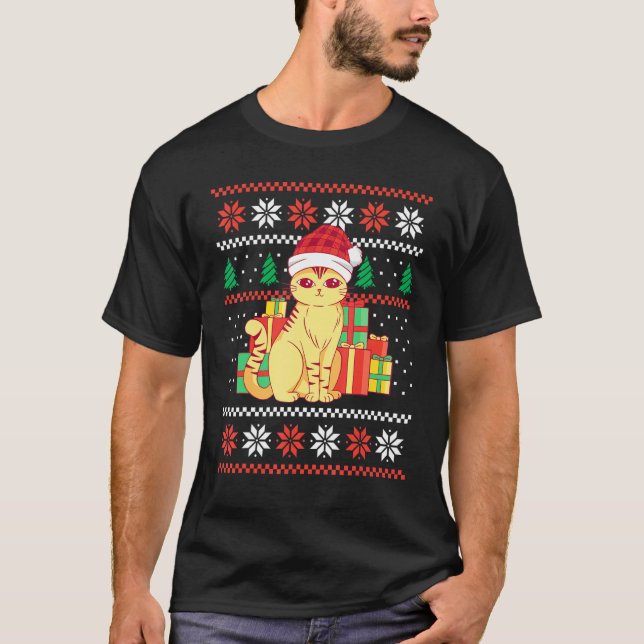 Suéter de Navidad de Gato con Sombrero de Duende (Anverso)