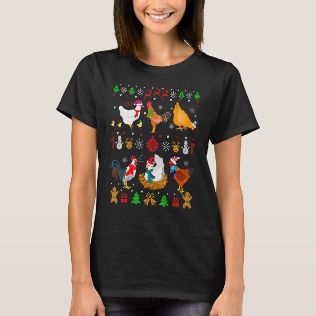 Suéter de Navidad de la Colección de Pollos Santa  (Anverso)