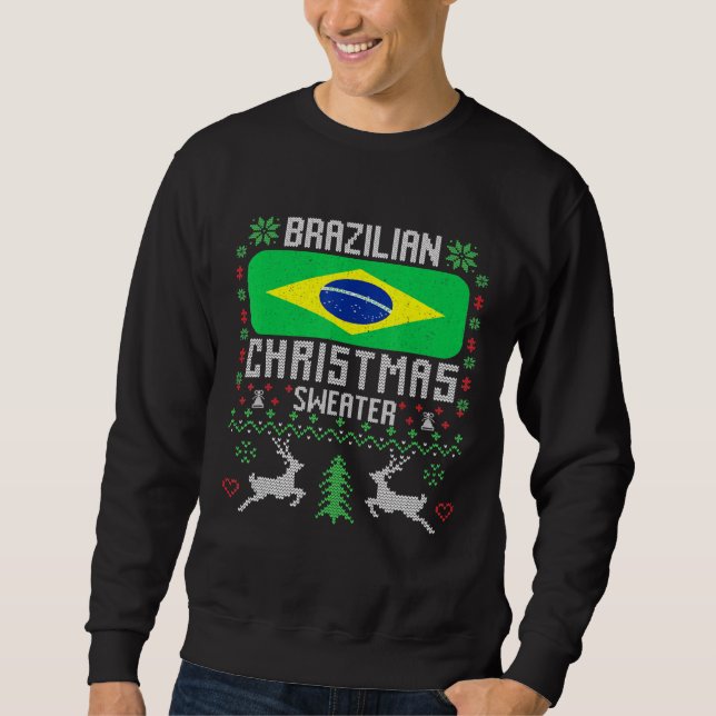 Suéter de Navidades brasileños con bandera brasile (Anverso)