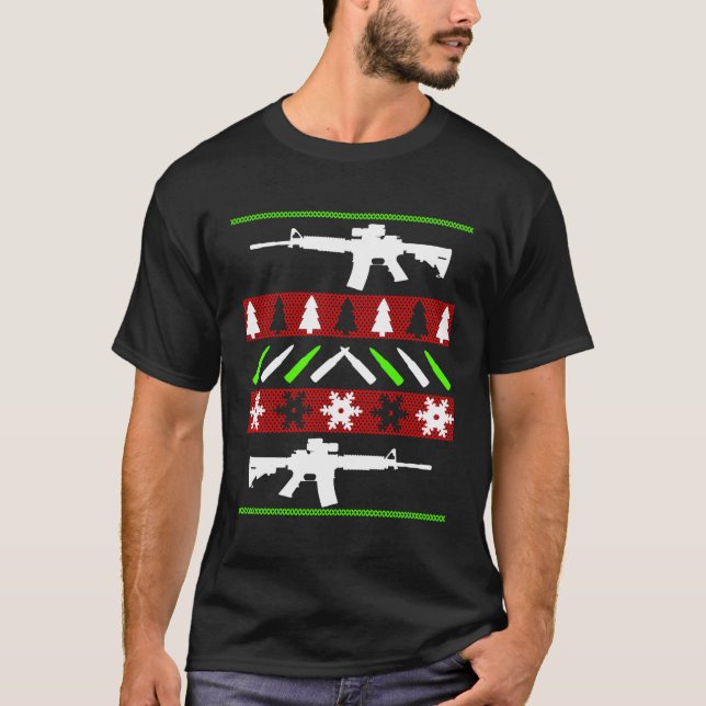 Suéter de Navidades feos Ar-15 Rifle - Divertida p (Anverso)