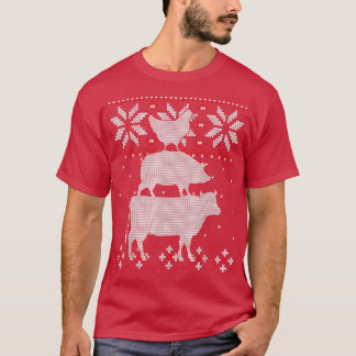 Suéter de Navidades feos de pollo y vacas, ganado 