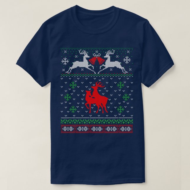 suéter de Navidades feos de renos apareándose (Diseño del anverso)