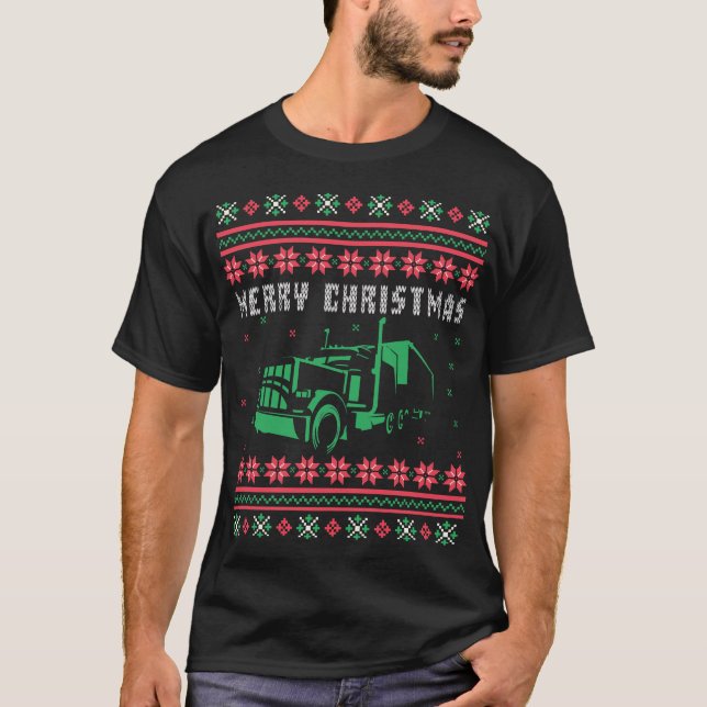 Suéter de Navidades feos de Semi Truck (Anverso)