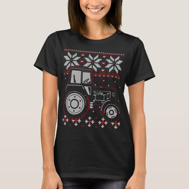 Suéter de Navidades feos del Tractor Lover, el gra (Anverso)
