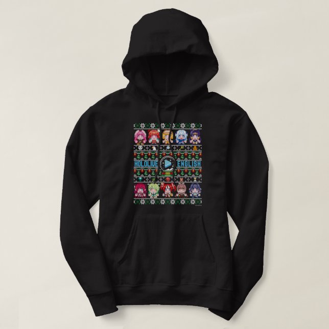 Suéter de Navidades feos hololis ingleses (negro) (Diseño del anverso)
