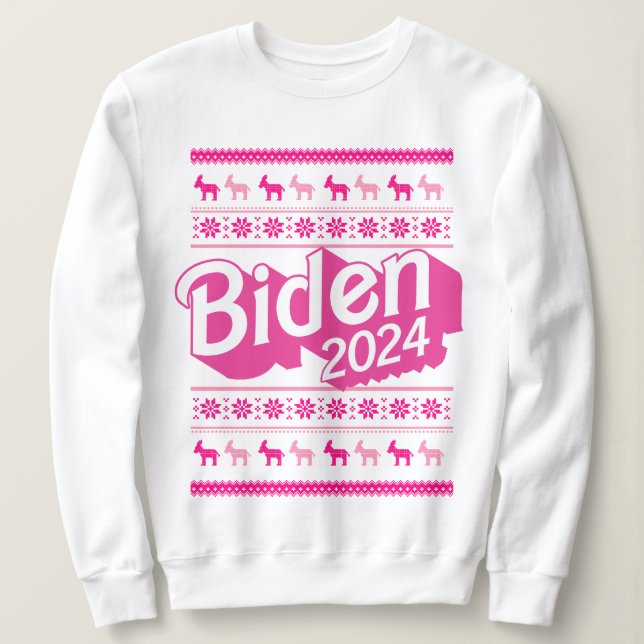 Suéter de Navidades rosados Biden 2024 (Anverso del diseño)