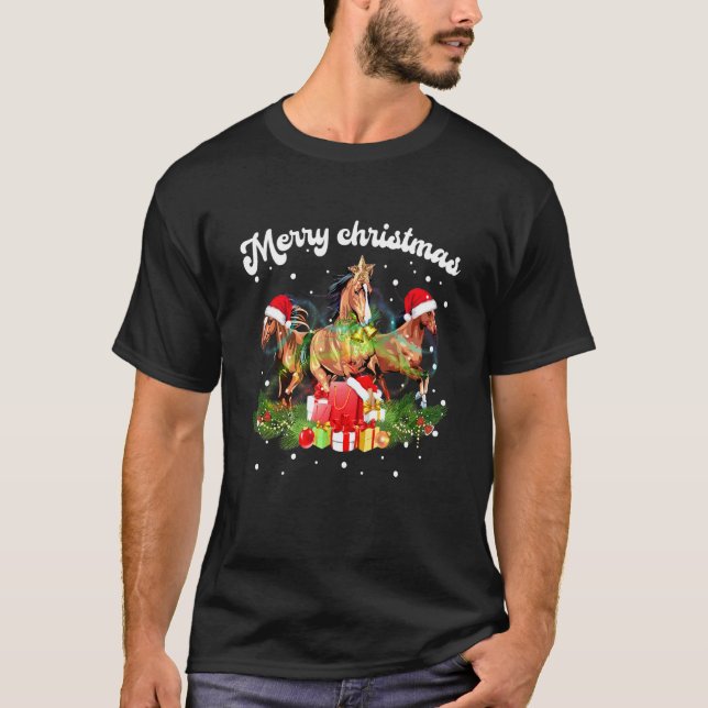 Suéter de pijama de luces de caballo de Navidad Fa (Anverso)