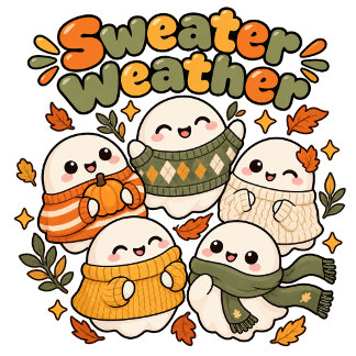 Suéter de punto otoñal fantasma naranja Kawaii lin