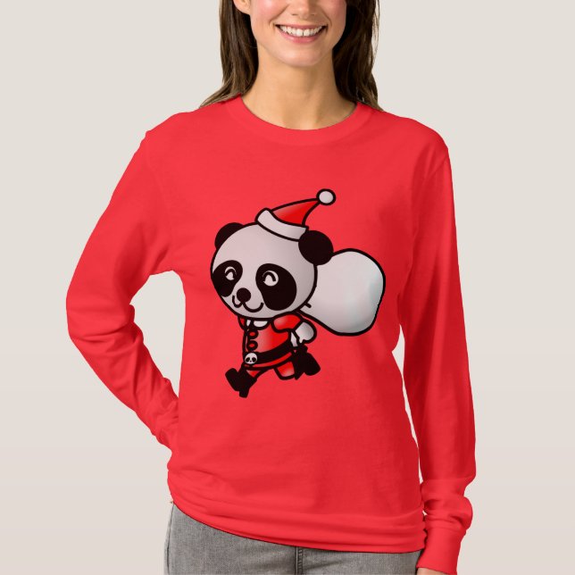 Suéter del navidad de la panda de Santa (Anverso)
