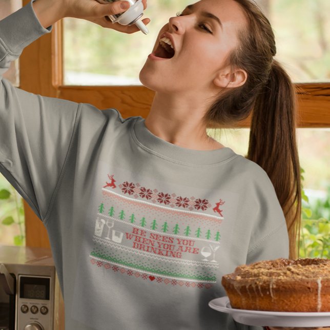 Suéter divertido de cóctel de bebida navideña feo (Subido por el creador)
