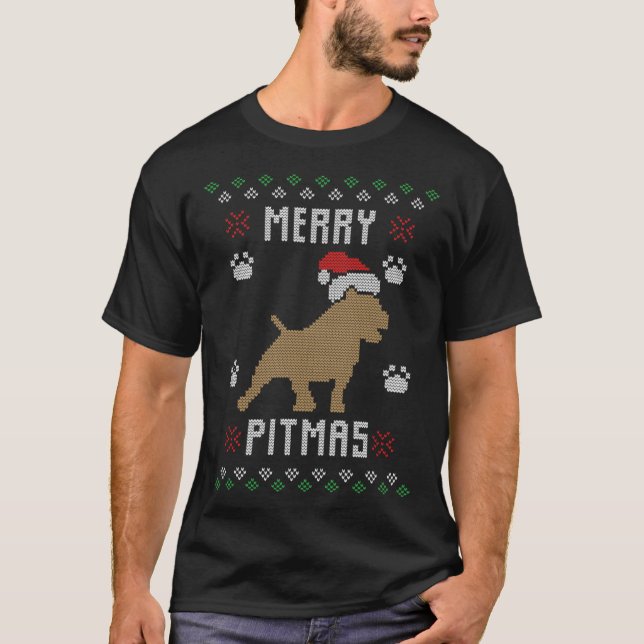 Suéter divertido de Navidad feo Pitmas Pit Bull (Anverso)