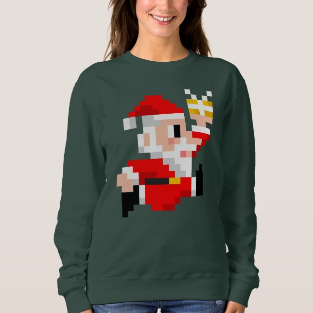 Suéter feo de 8 bits del navidad de Papá Noel de (Anverso)