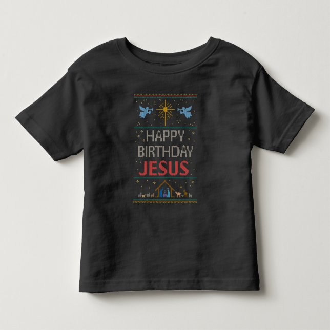 Suéter feo de Jesús Chrismas del feliz cumpleaños (Anverso)