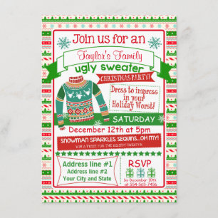 suéter feo de la tarjeta de la invitación de la