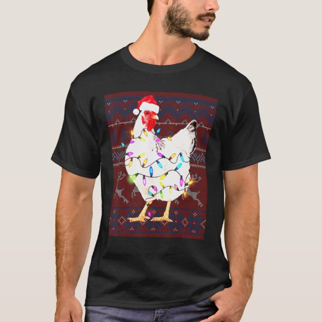 Suéter Feo de luces de Navidad de pollo Amor de po (Anverso)