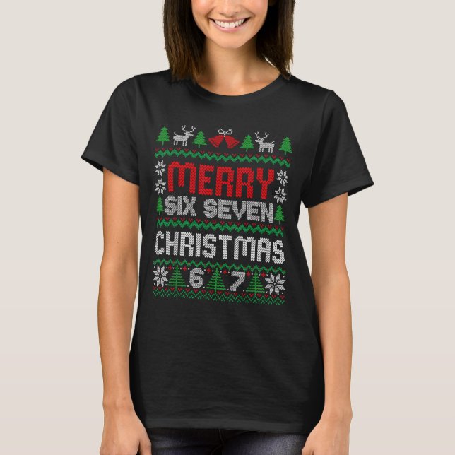 Suéter feo de Navidad 67 Seis Siete 6 7 Meme Diver (Anverso)