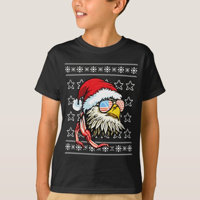 Suéter feo de Navidad bandera de EE. UU. águila ca (Anverso)