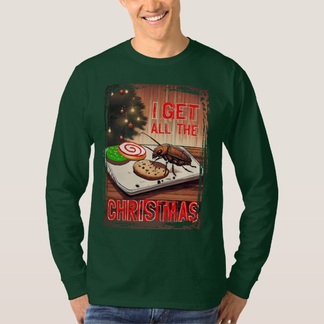 Suéter feo de Navidad cucaracha comiendo galletas (Anverso)
