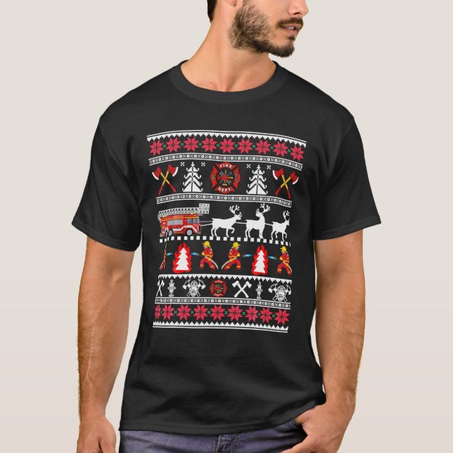 Suéter feo de Navidad de bombero Fuego (Anverso)
