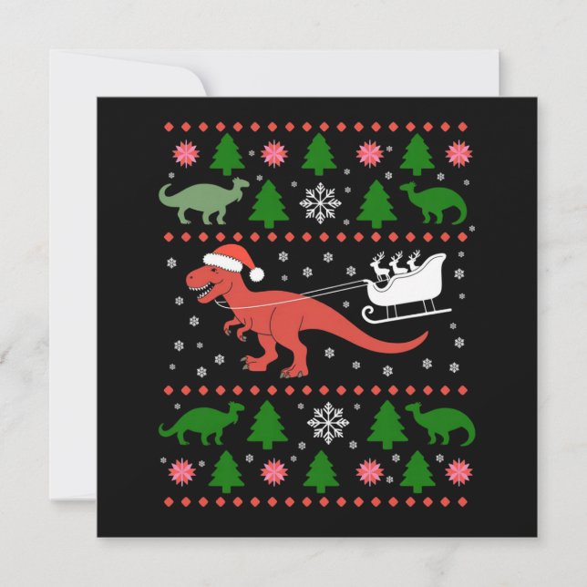 Suéter feo de Navidad de dinosaurio Dino T-rex  (Anverso)