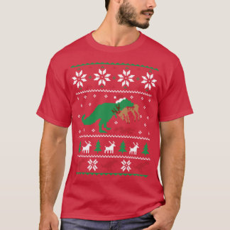Suéter feo de Navidad de dinosaurio divertido rega
