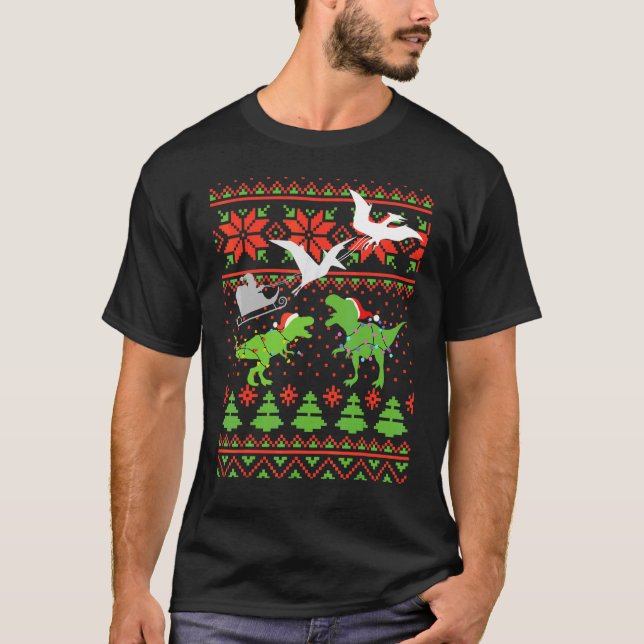 Suéter Feo de Navidad de Dinosaurio para Niños (Anverso)