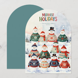Suéter feo de Navidad de hombre de nieve Teal TMF2