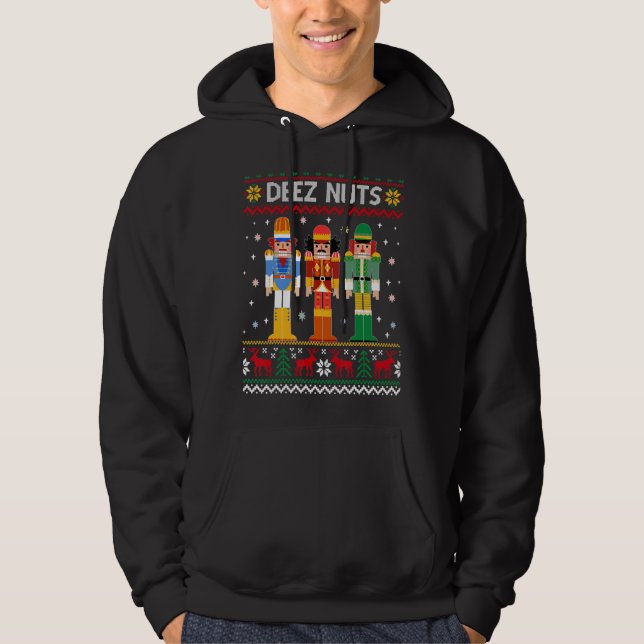 Suéter feo de Navidad Deez Nuts Rompe nueces de Na (Anverso)