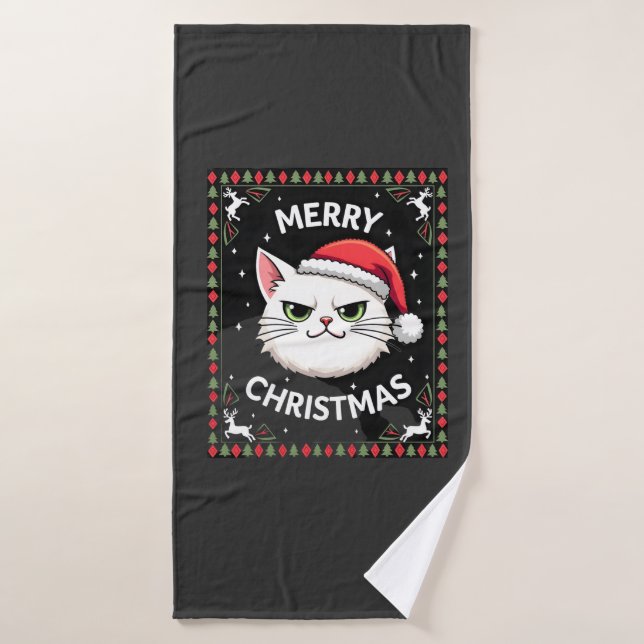 Suéter feo de Navidad del gato Smudge (1) (Toalla de baño)
