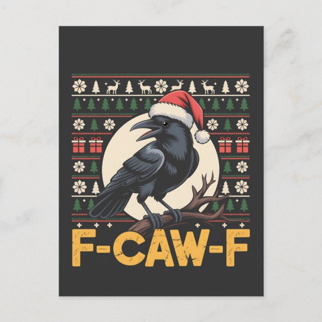 Suéter feo de Navidad divertido cuervo F-Caw-F Xma (Anverso)
