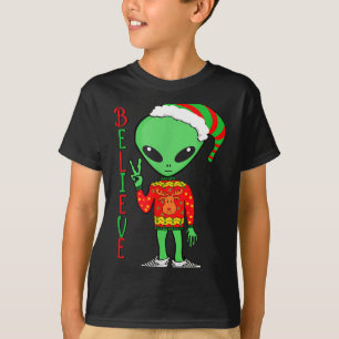 Suéter feo de Navidad divertido del alienígena cre