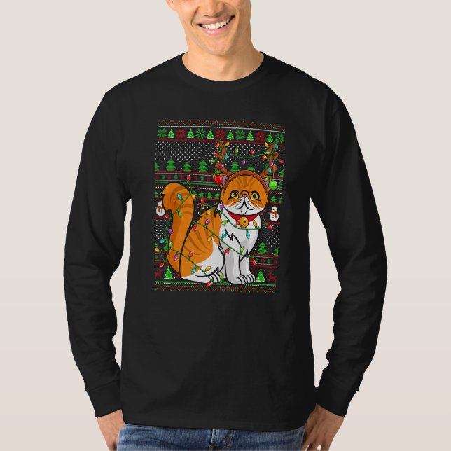 Suéter feo de Navidad estilo iluminación gato pers (Anverso)