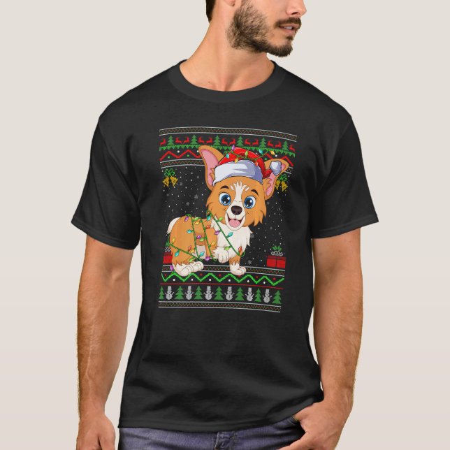 Suéter Feo De Navidad Estilo Santa Corgi Galés Per (Anverso)
