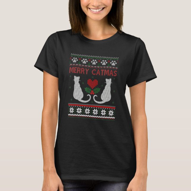 Suéter feo de Navidad Merry Catmas (Anverso)