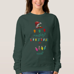 Suéter feo de Navidad personalizado travieso o bue