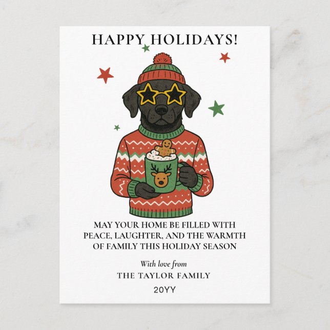 Suéter Feo de Perro Labrador Negro Navidad (Anverso)